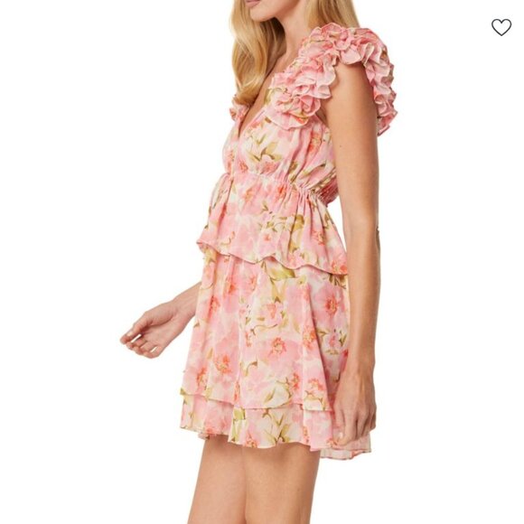 Misa Los Angeles Lily Ruffled Mini Dress in Blushing Floral NWT - Picture 3 of 8